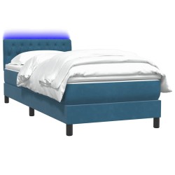 Sommier à lattes de lit et matelas bleu foncé 90x220 cm velours 