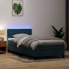 Sommier à lattes de lit et matelas bleu foncé 90x220 cm velours 