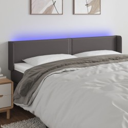 Tête de lit à LED Gris 183x16x78/88 cm Similicuir 