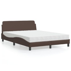 Lit avec matelas marron 140x200 cm similicuir 