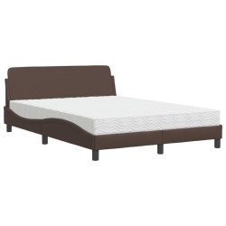 Lit avec matelas marron 140x200 cm similicuir 