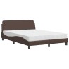Lit avec matelas marron 140x200 cm similicuir 