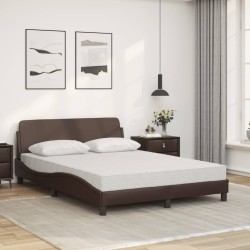 Lit avec matelas marron 140x200 cm similicuir 