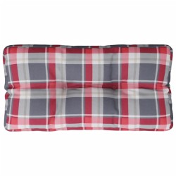 Coussin de palette motif à carreaux rouge 80x40x12 cm tissu 