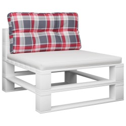Coussin de palette motif à carreaux rouge 80x40x12 cm tissu 
