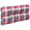 Coussin de palette motif à carreaux rouge 80x40x12 cm tissu 