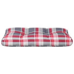 Coussin de palette motif à carreaux rouge 80x40x12 cm tissu 