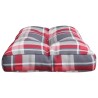 Coussin de palette motif à carreaux rouge 80x40x12 cm tissu 