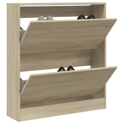 Armoire à chaussures chêne sonoma 80x21x87,5 cm bois ingénierie 