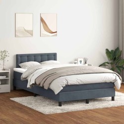 Sommier à lattes de lit et matelas gris foncé 120x210cm velours 