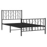 Cadre de lit métal sans matelas et pied de lit noir 100x200 cm 