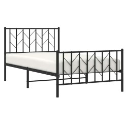 Cadre de lit métal sans matelas et pied de lit noir 100x200 cm 
