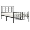 Cadre de lit métal sans matelas et pied de lit noir 100x200 cm 
