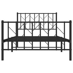Cadre de lit métal sans matelas et pied de lit noir 100x200 cm 