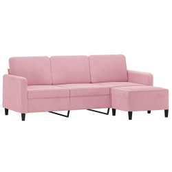 Canapé à 3 places avec repose-pieds Rose 180 cm Velours 