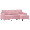 Canapé à 3 places avec repose-pieds Rose 180 cm Velours 