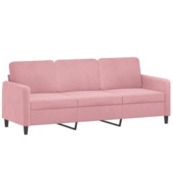 Canapé à 3 places avec repose-pieds Rose 180 cm Velours 