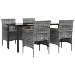 Ensemble à manger de jardin et coussins 5pcs Gris/noir 