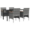 Ensemble à manger de jardin et coussins 5pcs Gris/noir 
