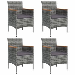 Ensemble à manger de jardin et coussins 5pcs Gris/noir 