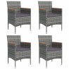 Ensemble à manger de jardin et coussins 5pcs Gris/noir 