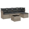 Salon de jardin 6 pcs avec coussins gris clair résine tressée 