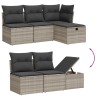 Salon de jardin 6 pcs avec coussins gris clair résine tressée 