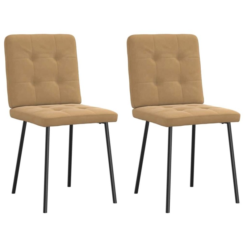 Chaises à manger lot de 2 Marron Velours 