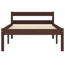 Cadre de lit sans matelas marron foncé bois pin massif 90x200cm 