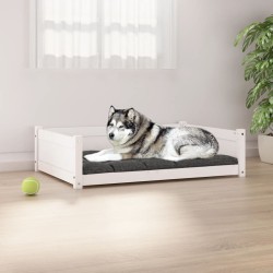 Lit pour chien Blanc 105,5x75,5x28 cm Bois de pin solide 