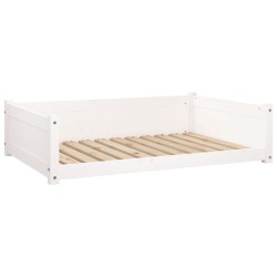 Lit pour chien Blanc 105,5x75,5x28 cm Bois de pin solide 