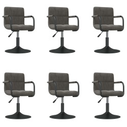 Chaises pivotantes à manger lot de 6 gris foncé velours 