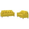 Ensemble de canapés 2 pcs avec coussins Jaune Velours 