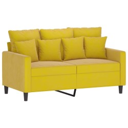 Ensemble de canapés 2 pcs avec coussins Jaune Velours 