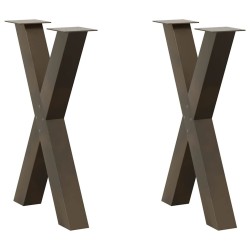 Pieds de table à manger en forme de X, 2 pièces, acier naturel, 50 x (72-73) cm 