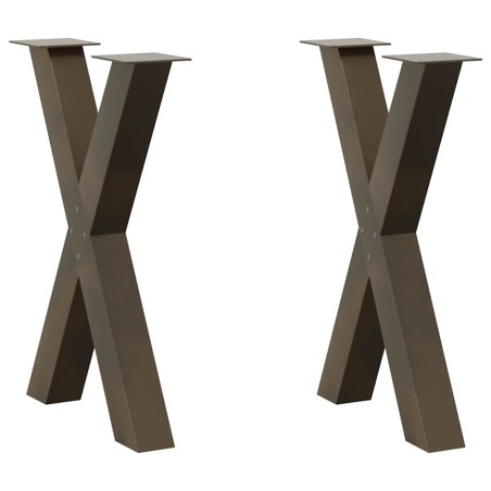 Pieds de table à manger en forme de X, 2 pièces, acier naturel, 50 x (72-73) cm 