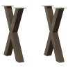 Pieds de table à manger en forme de X, 2 pièces, acier naturel, 50 x (72-73) cm 