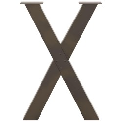 Pieds de table à manger en forme de X, 2 pièces, acier naturel, 50 x (72-73) cm 