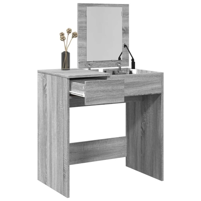 Coiffeuse avec miroir sonoma gris 73x46,5x120 cm Coiffeuse avec miroir sonoma gris 73x46,5x120 cm