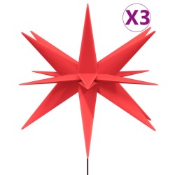 Lumières de Noël avec piquets 3 pcs LED pliable rouge 57 cm 