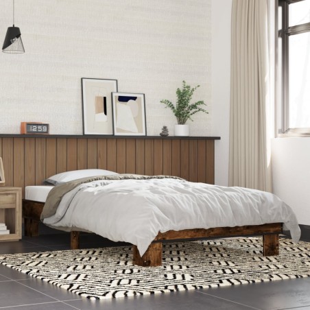 Cadre de lit sans matelas chêne fumé 100x200 cm 