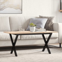 Table basse cadre en X 100x50x45 cm bois de pin massif et acier 