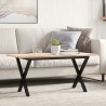 Table basse cadre en X 100x50x45 cm bois de pin massif et acier 