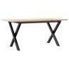 Table basse cadre en X 100x50x45 cm bois de pin massif et acier 