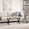 Table basse cadre en X 100x50x45 cm bois de pin massif et acier 