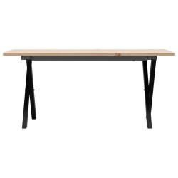 Table basse cadre en X 100x50x45 cm bois de pin massif et acier 