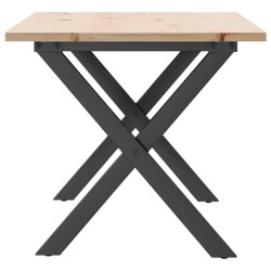 Table basse cadre en X 100x50x45 cm bois de pin massif et acier 