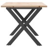 Table basse cadre en X 100x50x45 cm bois de pin massif et acier 