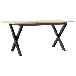 Table basse cadre en X 100x50x45 cm bois de pin massif et acier 