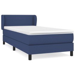 Sommier à lattes de lit avec matelas Bleu 100x200 cm Tissu 